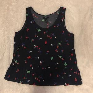 Navy Floral Print Gap Peplum Too